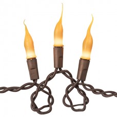  10 Golden Yellow Silicone Lights On Brown Cord